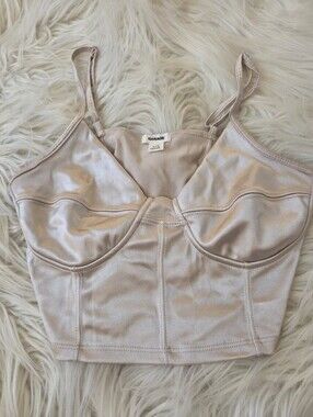 Garage Satin Bralette Crop Top - Champagne Color